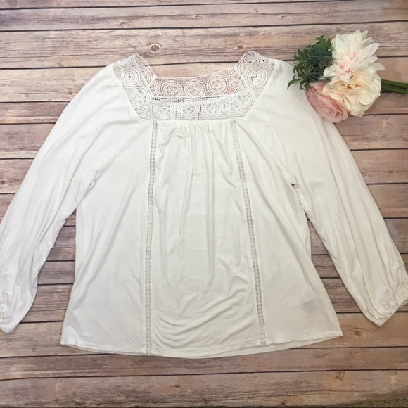 Nanette Lepore Tops - Nanette Lepore Lace Top Soft Popover Off White
